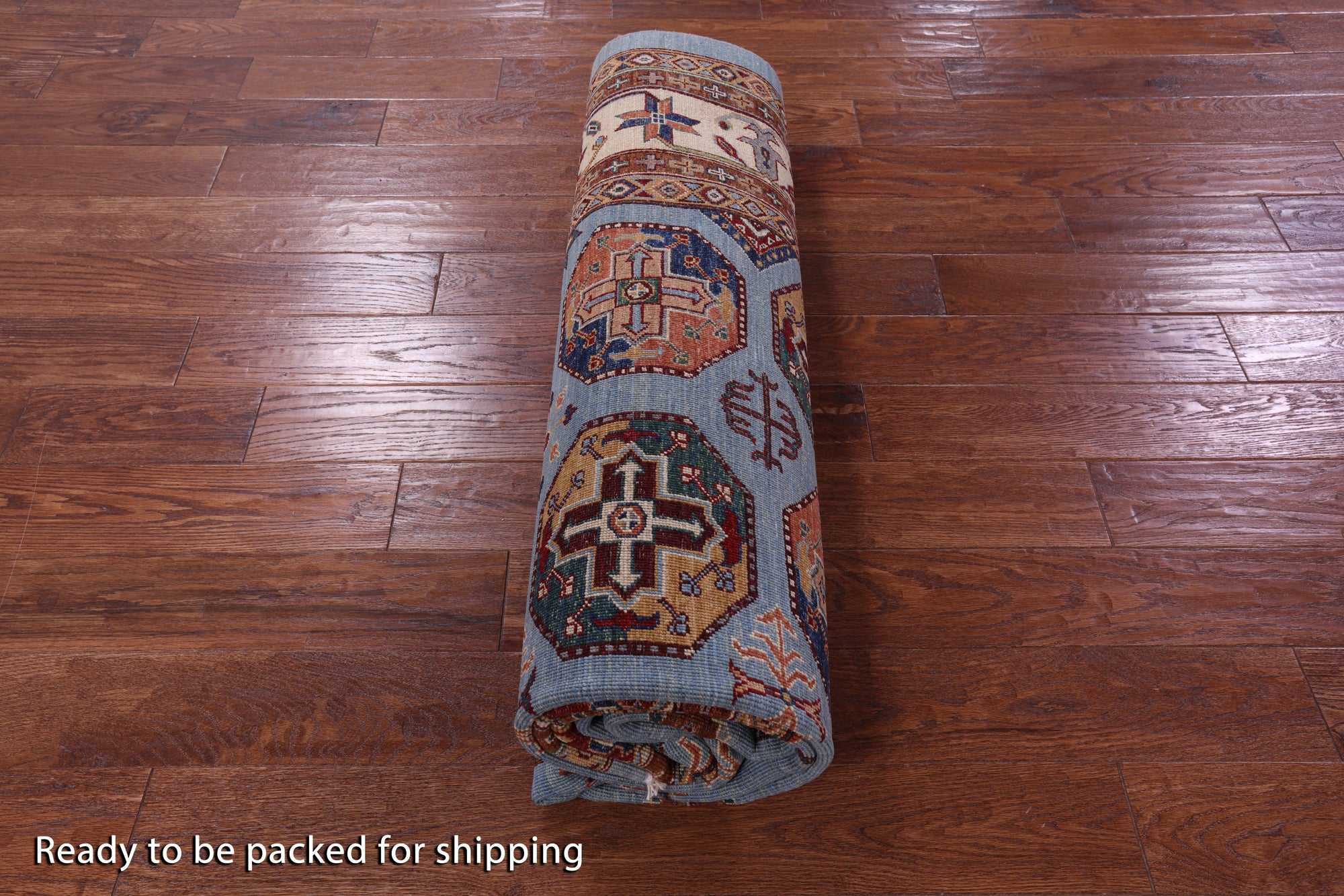 Blue Turkmen Ersari Hand Knotted Wool Rug - 6' 11" X 9' 9" - Golden Nile
