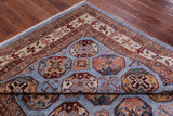Blue Turkmen Ersari Hand Knotted Wool Rug - 6' 11" X 9' 9" - Golden Nile