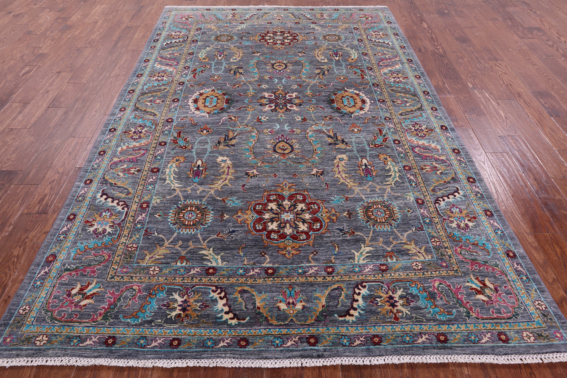 Grey Peshawar Hand Knotted Wool Rug - 6' 9" X 10' 0" - Golden Nile