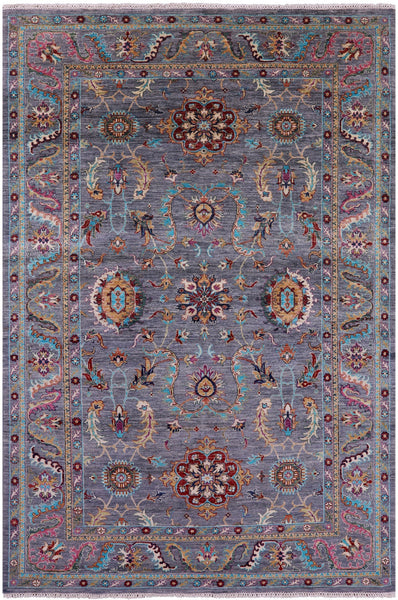 Grey Peshawar Hand Knotted Wool Rug - 6' 9" X 10' 0" - Golden Nile