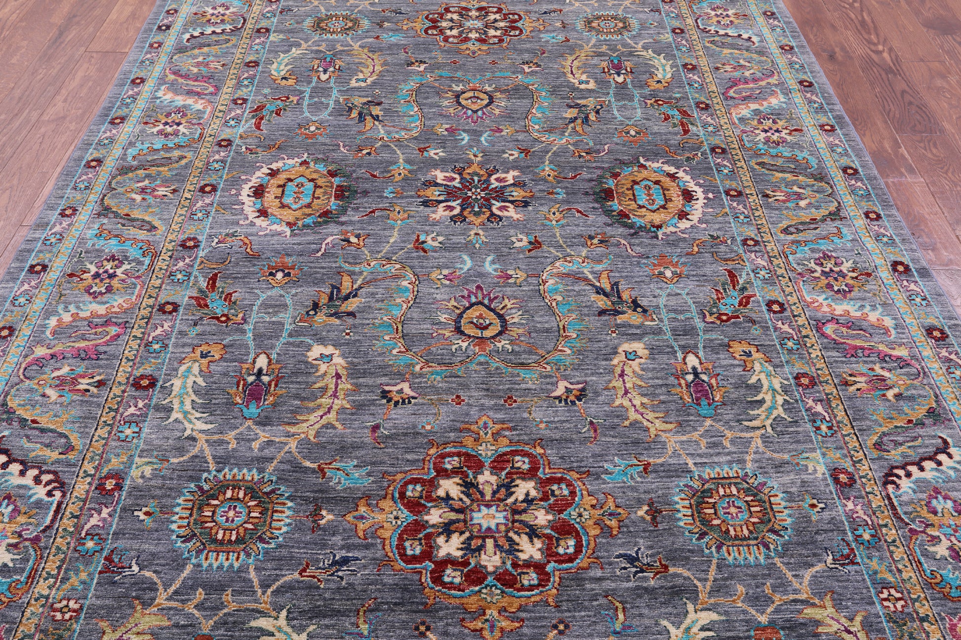 Grey Peshawar Hand Knotted Wool Rug - 6' 9" X 10' 0" - Golden Nile