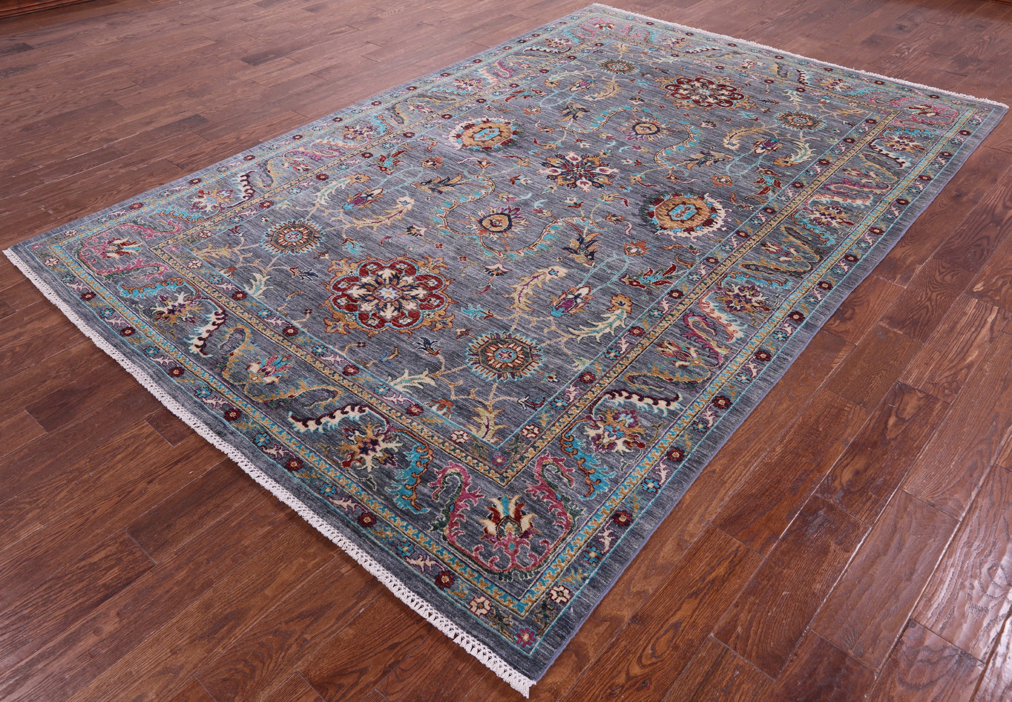 Grey Peshawar Hand Knotted Wool Rug - 6' 9" X 10' 0" - Golden Nile