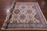 Ivory Persian Tabriz Hand Knotted Wool Rug - 6' 10" X 9' 7" - Golden Nile