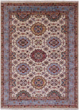 Ivory Persian Tabriz Hand Knotted Wool Rug - 6' 10" X 9' 7" - Golden Nile