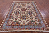 Ivory Persian Tabriz Hand Knotted Wool Rug - 6' 10" X 9' 7" - Golden Nile