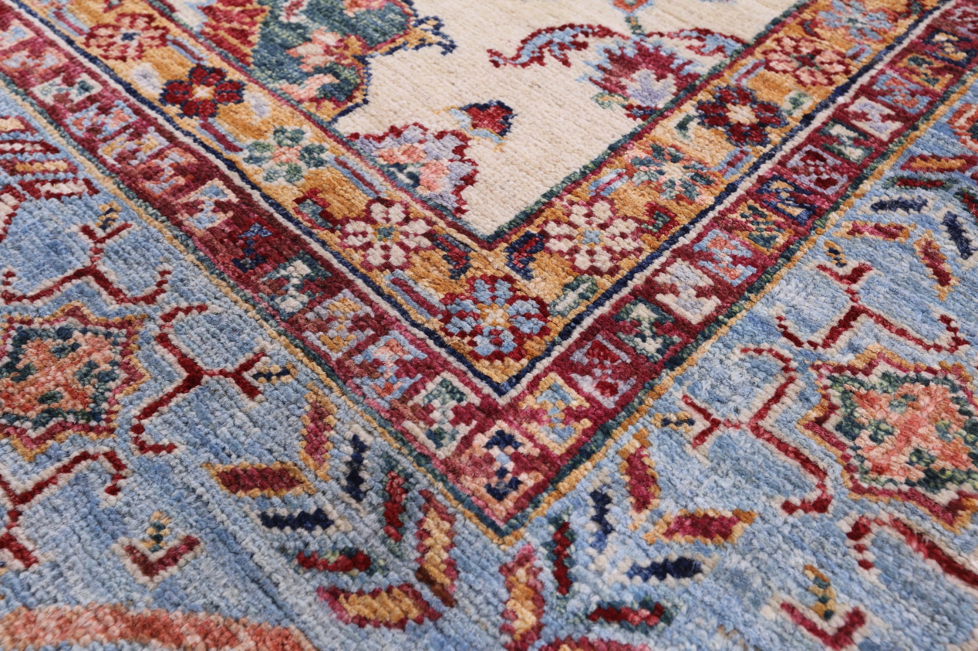 Ivory Persian Tabriz Hand Knotted Wool Rug - 6' 10" X 9' 7" - Golden Nile