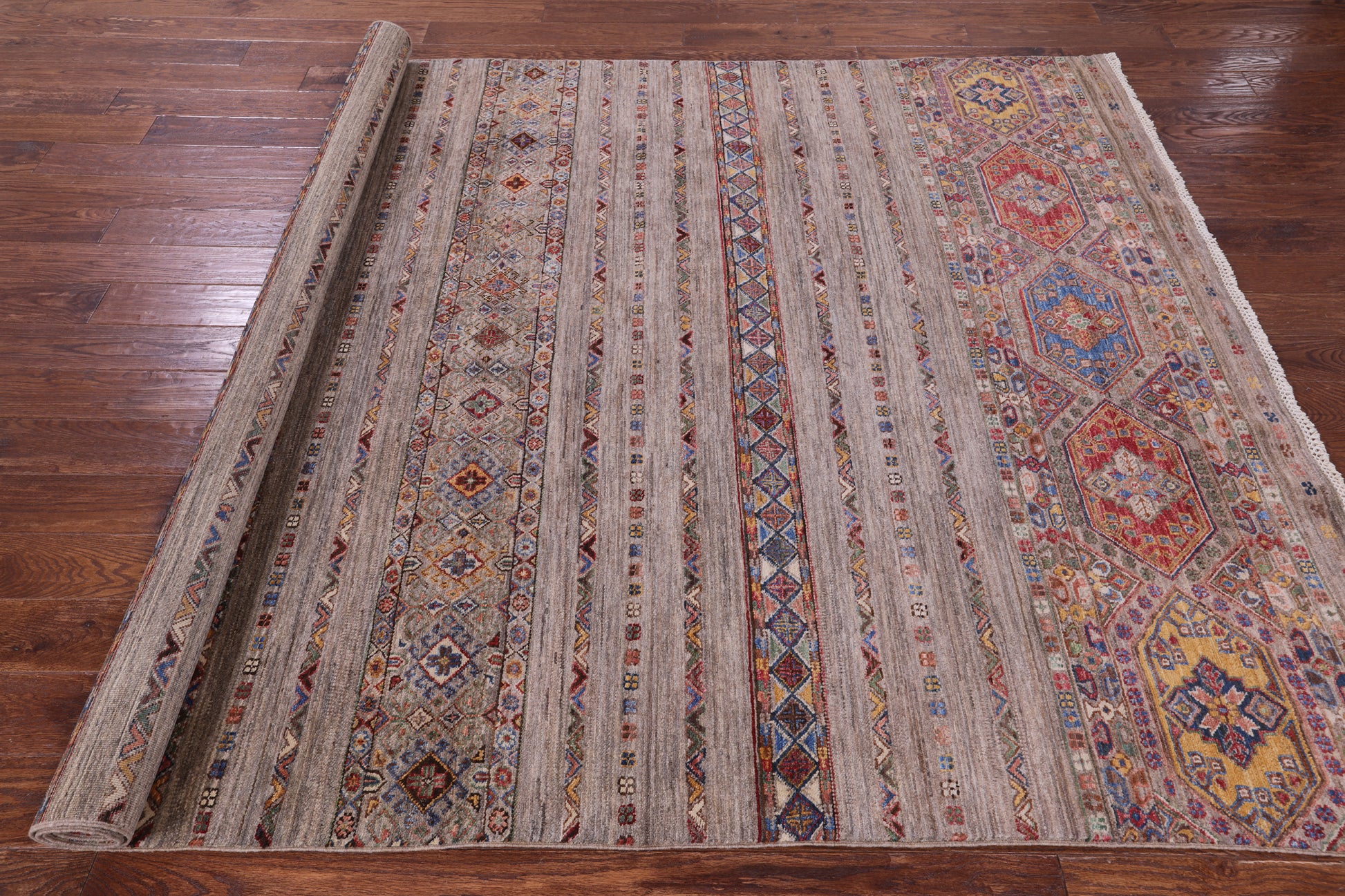 Khorjin Persian Gabbeh Hand Knotted Wool Rug - 6' 11" X 10' 0" - Golden Nile