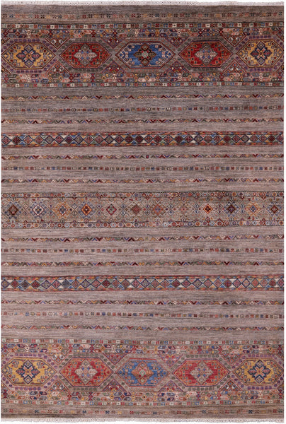 Khorjin Persian Gabbeh Hand Knotted Wool Rug - 6' 11" X 10' 0" - Golden Nile
