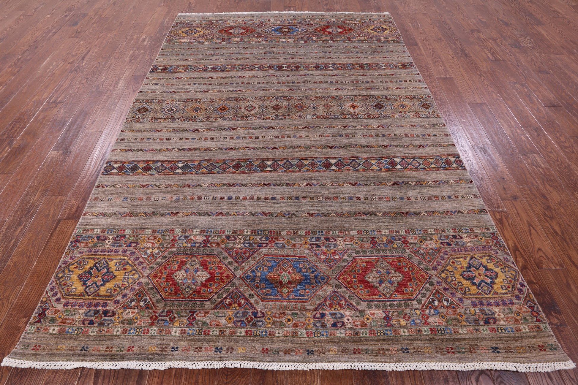 Khorjin Persian Gabbeh Hand Knotted Wool Rug - 6' 11" X 10' 0" - Golden Nile