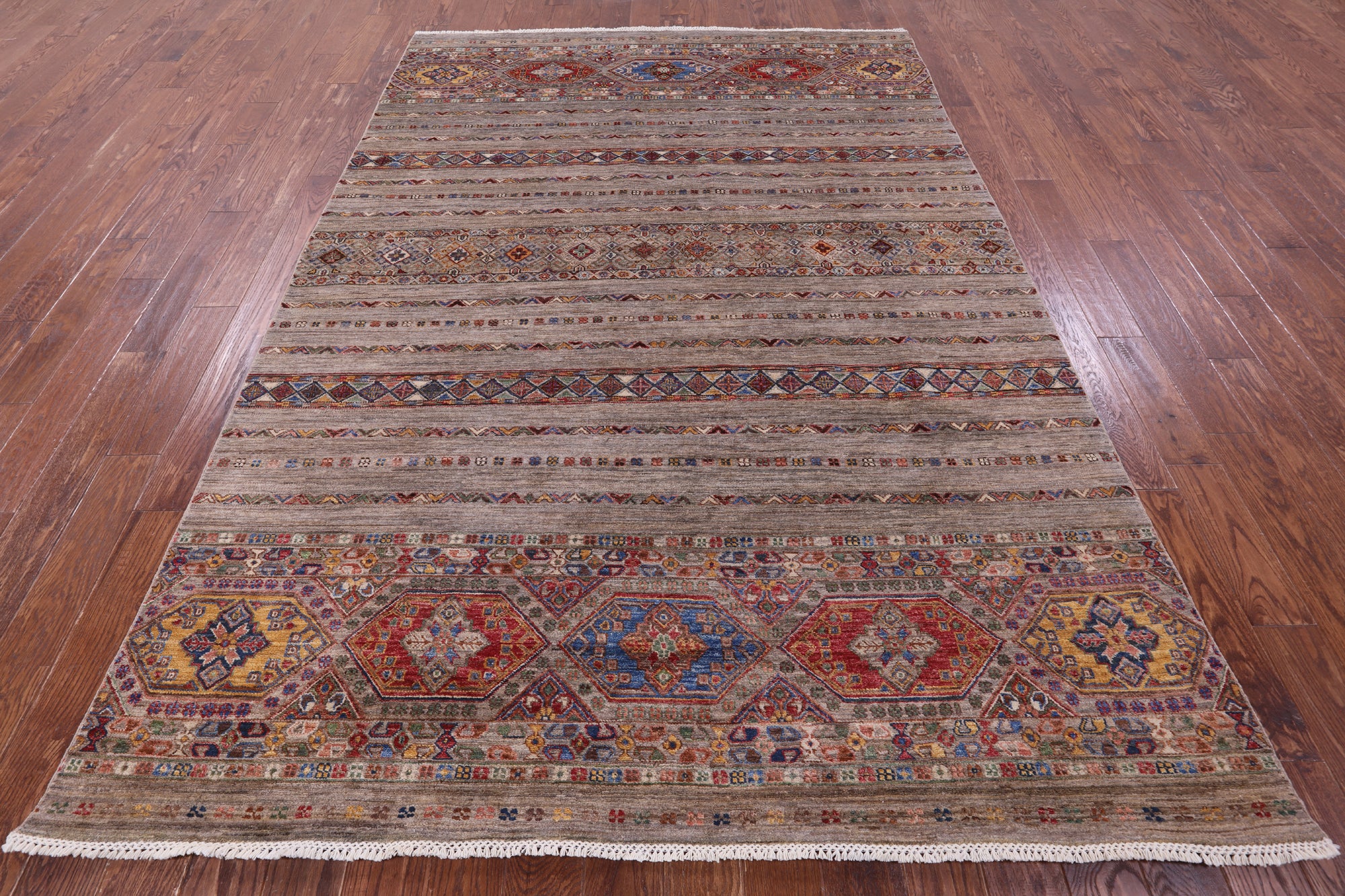 Khorjin Persian Gabbeh Hand Knotted Wool Rug - 6' 11" X 10' 0" - Golden Nile
