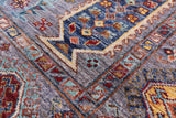Grey Turkmen Ersari Handmade Wool Rug - 5' 7" X 7' 11" - Golden Nile