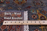 Grey Turkmen Ersari Handmade Wool Rug - 5' 7" X 7' 11" - Golden Nile