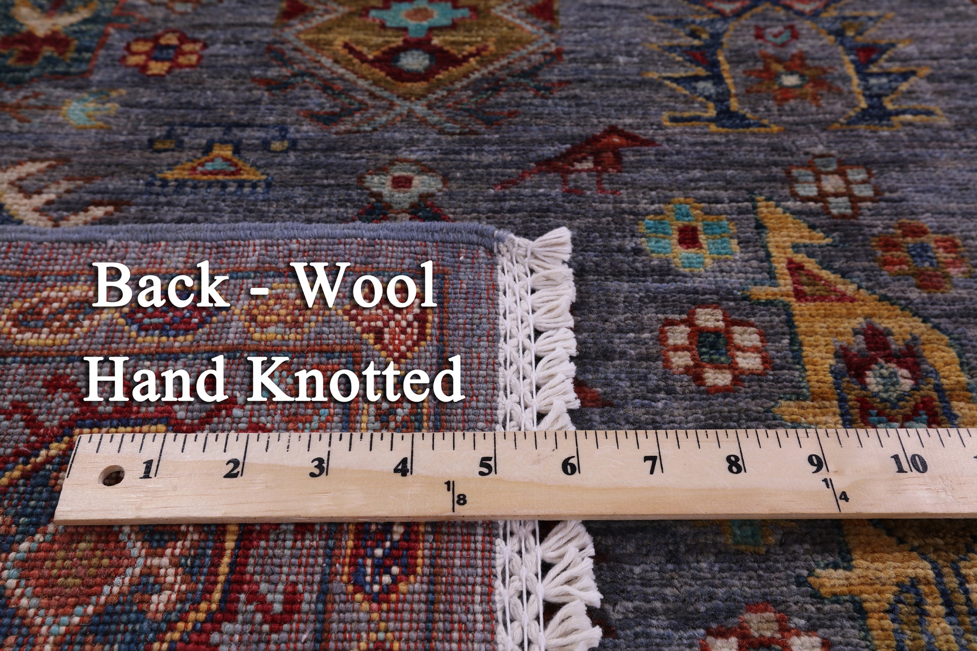 Grey Turkmen Ersari Handmade Wool Rug - 5' 7" X 7' 11" - Golden Nile