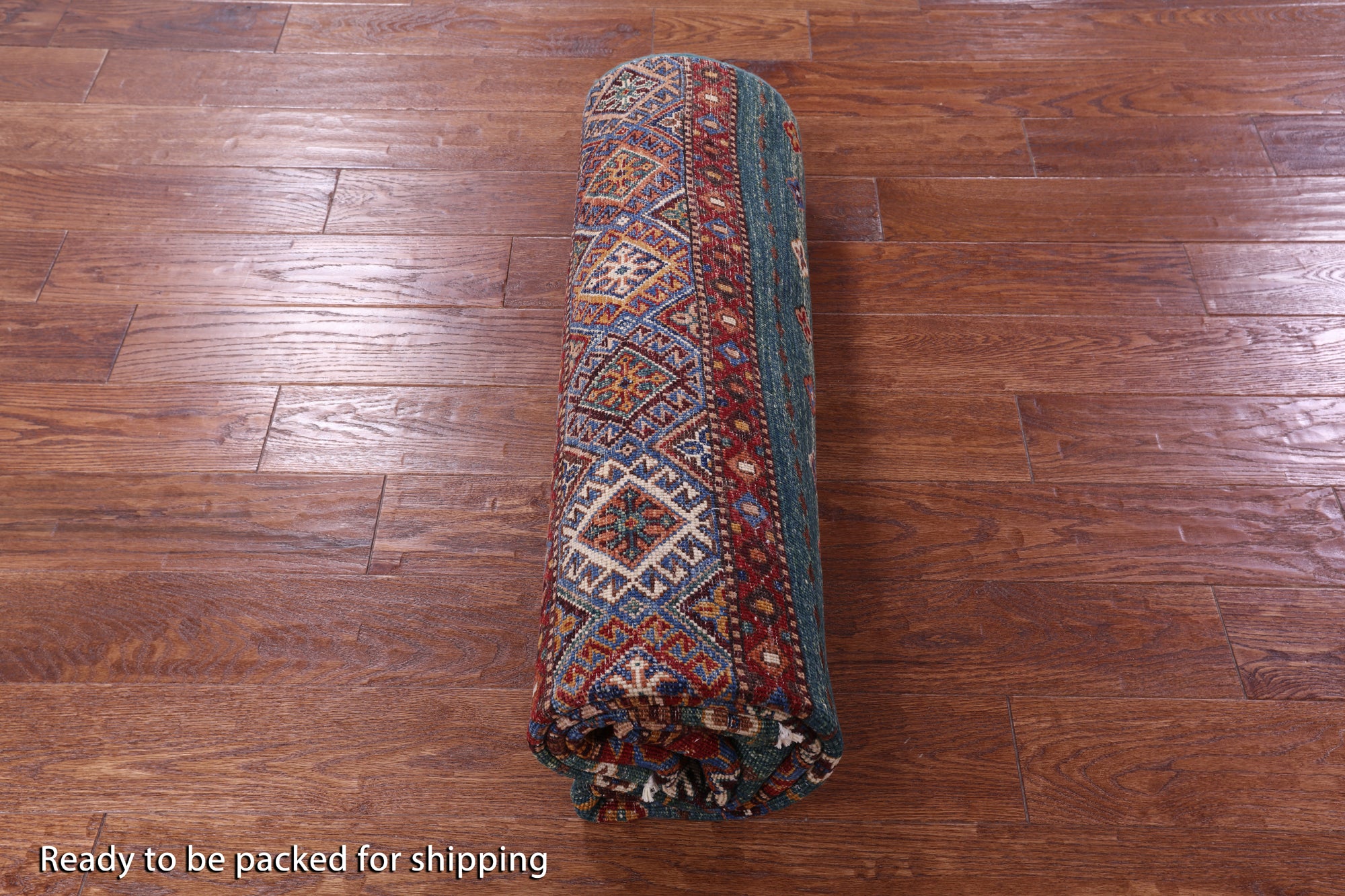 Green Khorjin Persian Gabbeh Hand Knotted Wool Rug - 5' 10" X 7' 10" - Golden Nile