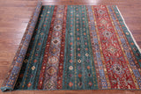 Green Khorjin Persian Gabbeh Hand Knotted Wool Rug - 5' 10" X 7' 10" - Golden Nile