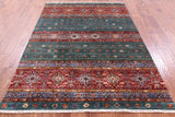 Green Khorjin Persian Gabbeh Hand Knotted Wool Rug - 5' 10" X 7' 10" - Golden Nile