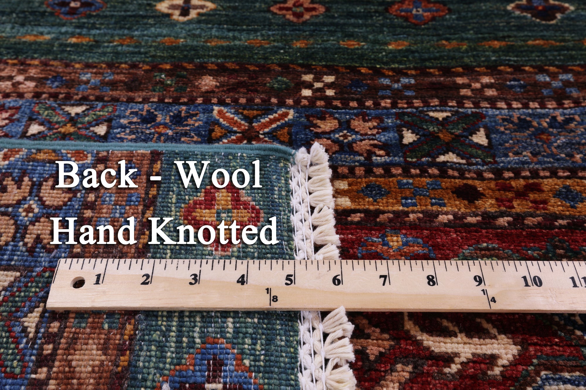 Green Khorjin Persian Gabbeh Hand Knotted Wool Rug - 5' 10" X 7' 10" - Golden Nile