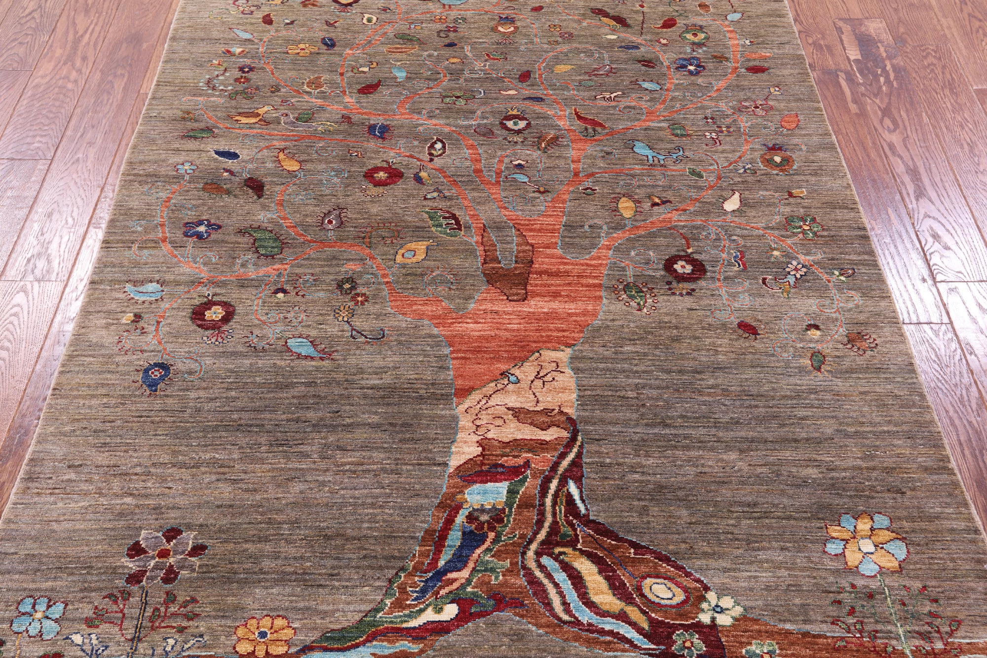 Tree Of Life Persian Gabbeh Hand Knotted Wool Rug - 5' 0" X 6' 4" - Golden Nile