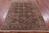 Turkmen Ersari Hand Knotted Wool Rug - 5' 1" X 6' 6" - Golden Nile