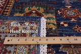 Blue Super Kazak Hand Knotted Wool Rug - 4' 10" X 6' 7" - Golden Nile