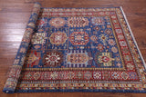Blue Super Kazak Hand Knotted Wool Rug - 4' 10" X 6' 7" - Golden Nile