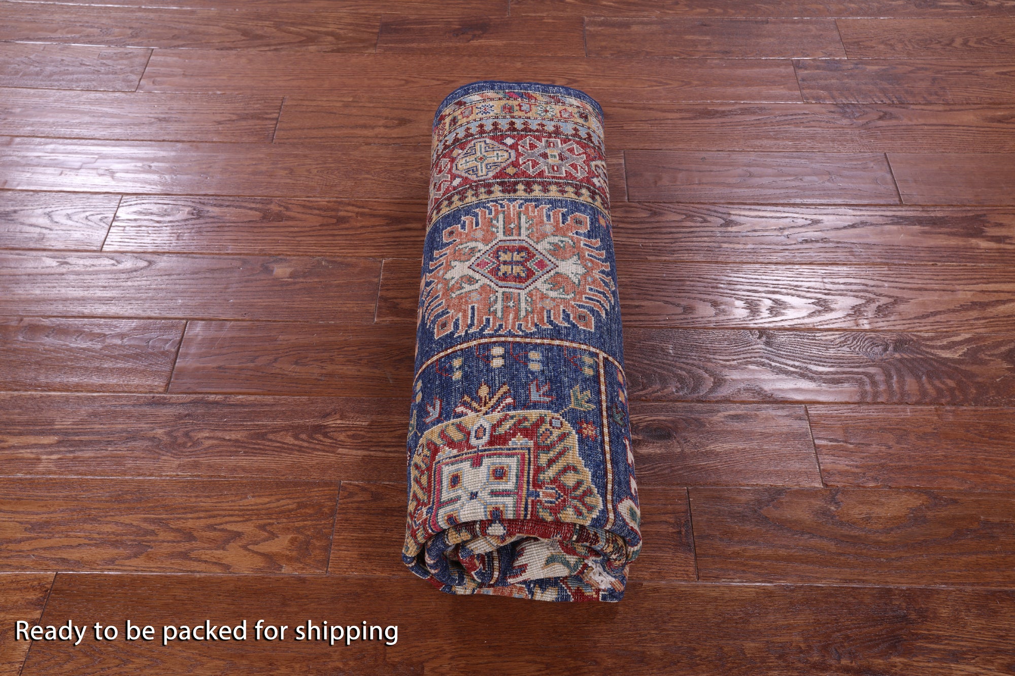 Blue Super Kazak Hand Knotted Wool Rug - 4' 10" X 6' 7" - Golden Nile