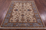 Ivory Persian Tabriz Hand Knotted Wool Rug - 5' 0" X 6' 7" - Golden Nile