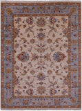 Ivory Persian Tabriz Hand Knotted Wool Rug - 5' 0" X 6' 7" - Golden Nile
