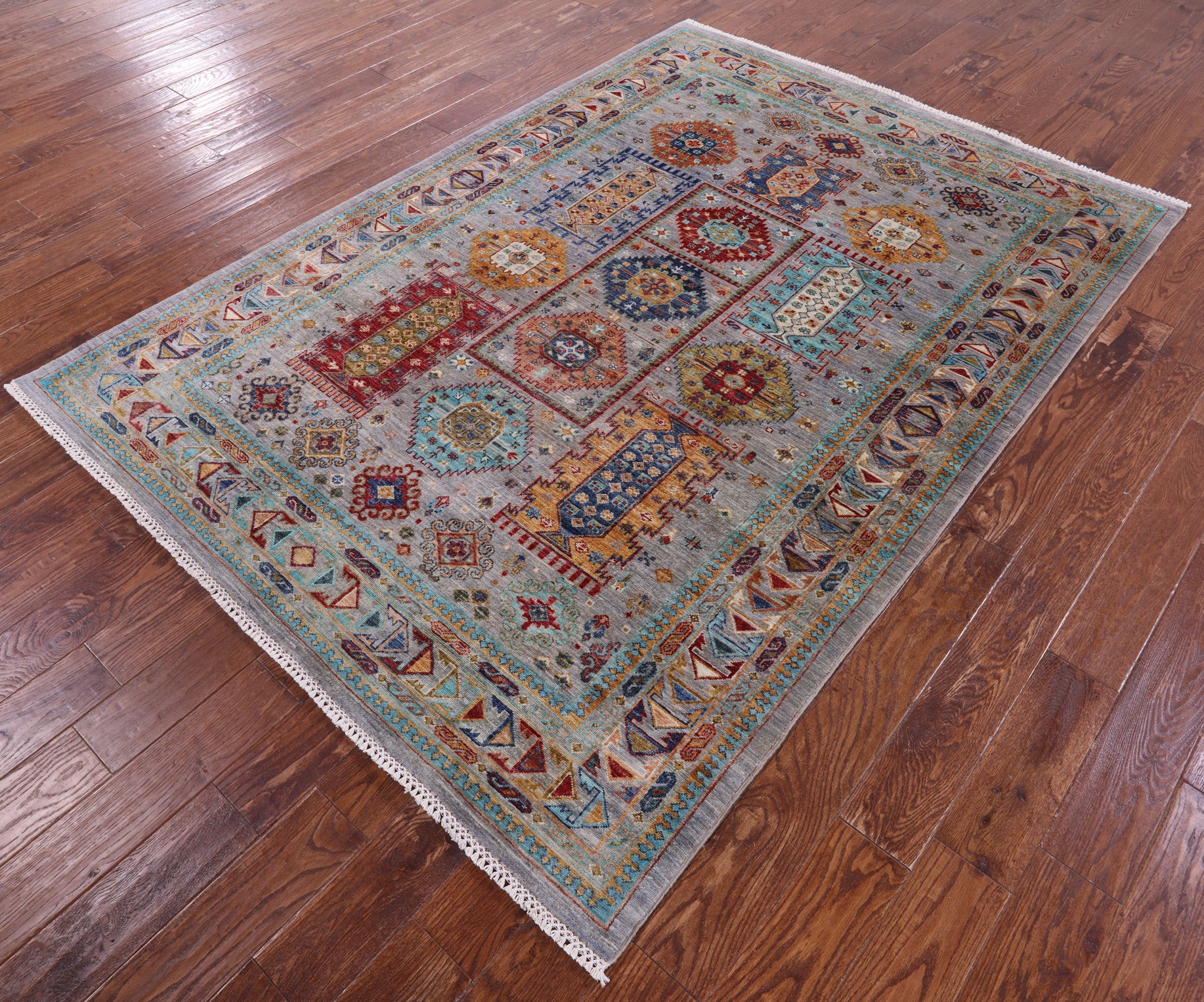Turkmen Ersari Hand Knotted Wool Rug - 5' 9" X 7' 11" - Golden Nile