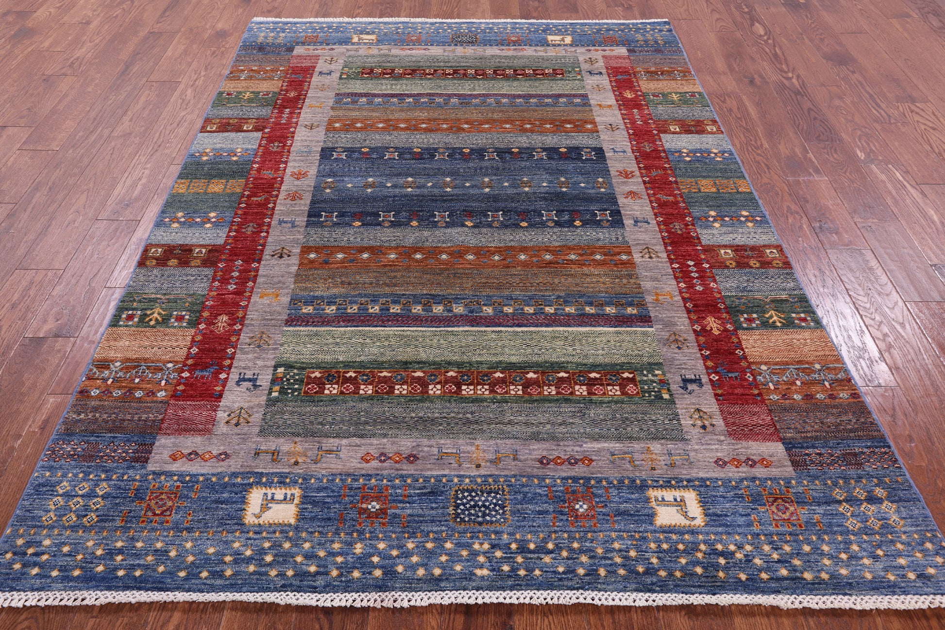 Tribal Persian Gabbeh Handmade Wool Rug - 5' 9" X 8' 0" - Golden Nile