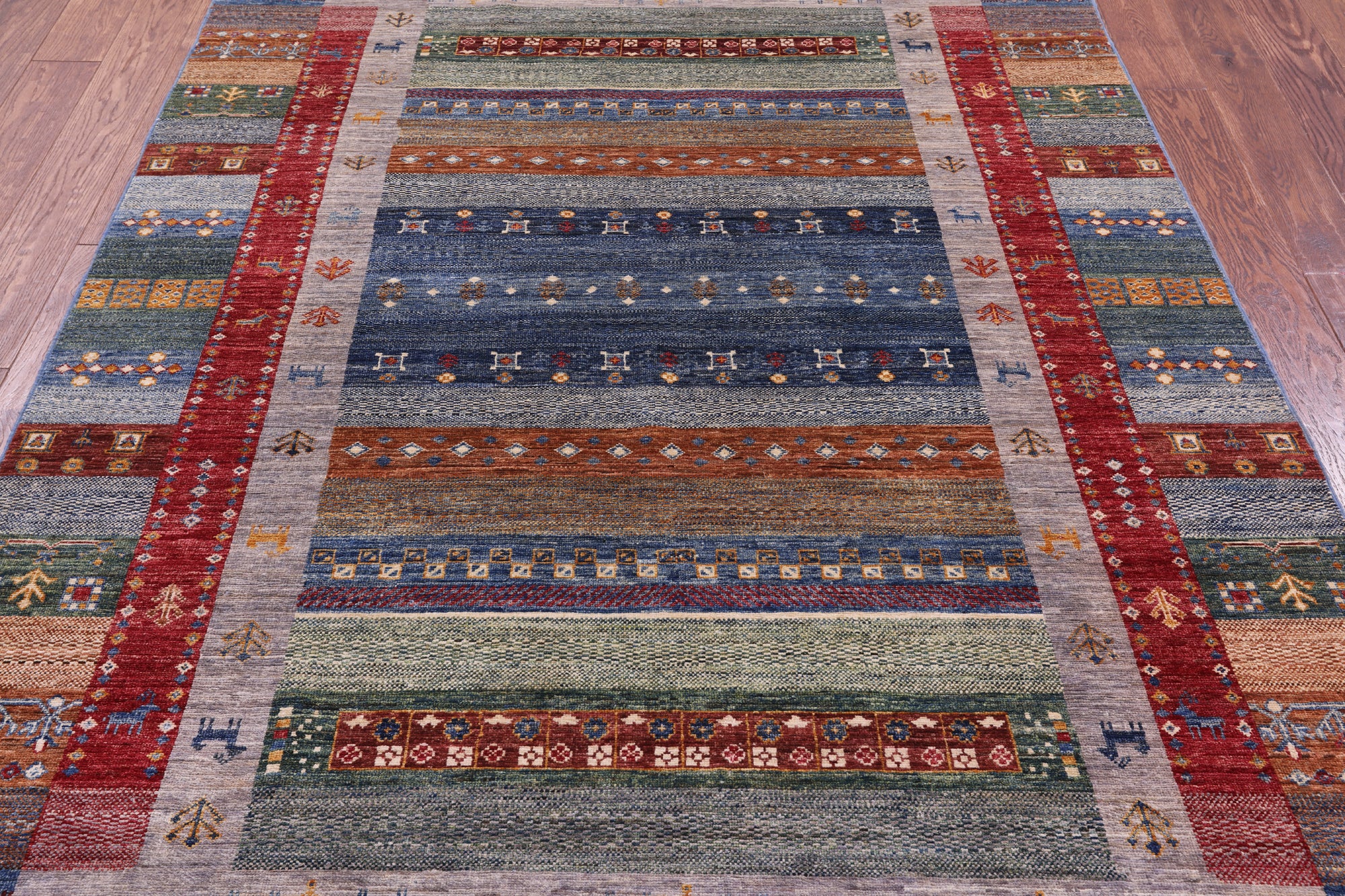Tribal Persian Gabbeh Handmade Wool Rug - 5' 9" X 8' 0" - Golden Nile