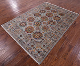 Grey Turkmen Ersari Hand Knotted Wool Rug - 5' 8" X 7' 10" - Golden Nile