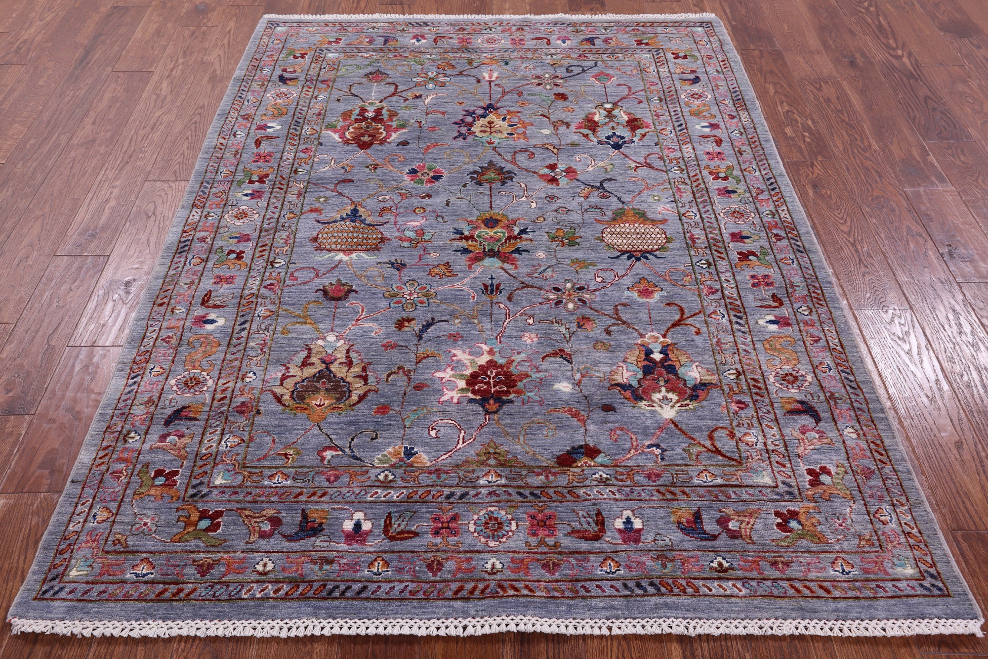 Grey Peshawar Handmade Wool Rug - 5' 1" X 6' 6" - Golden Nile