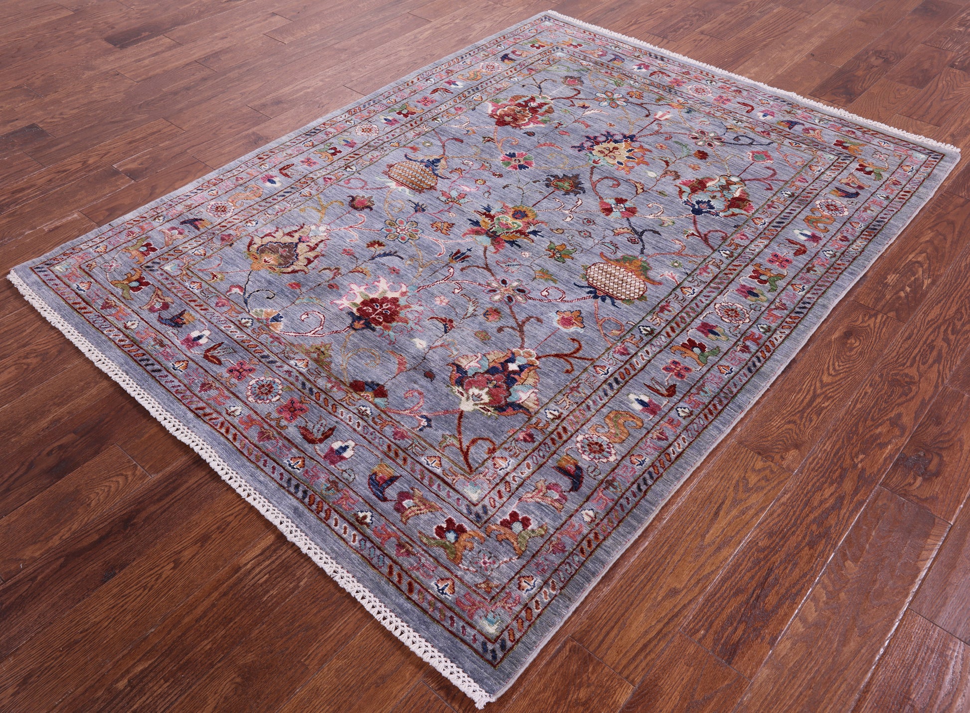 Grey Peshawar Handmade Wool Rug - 5' 1" X 6' 6" - Golden Nile
