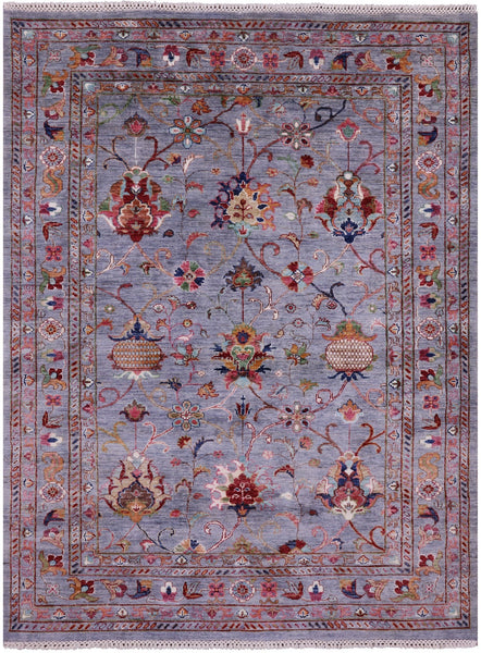 Grey Peshawar Handmade Wool Rug - 5' 1" X 6' 6" - Golden Nile