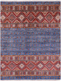 Blue Khorjin Persian Gabbeh Handmade Wool Rug - 5' 0" X 6' 6" - Golden Nile