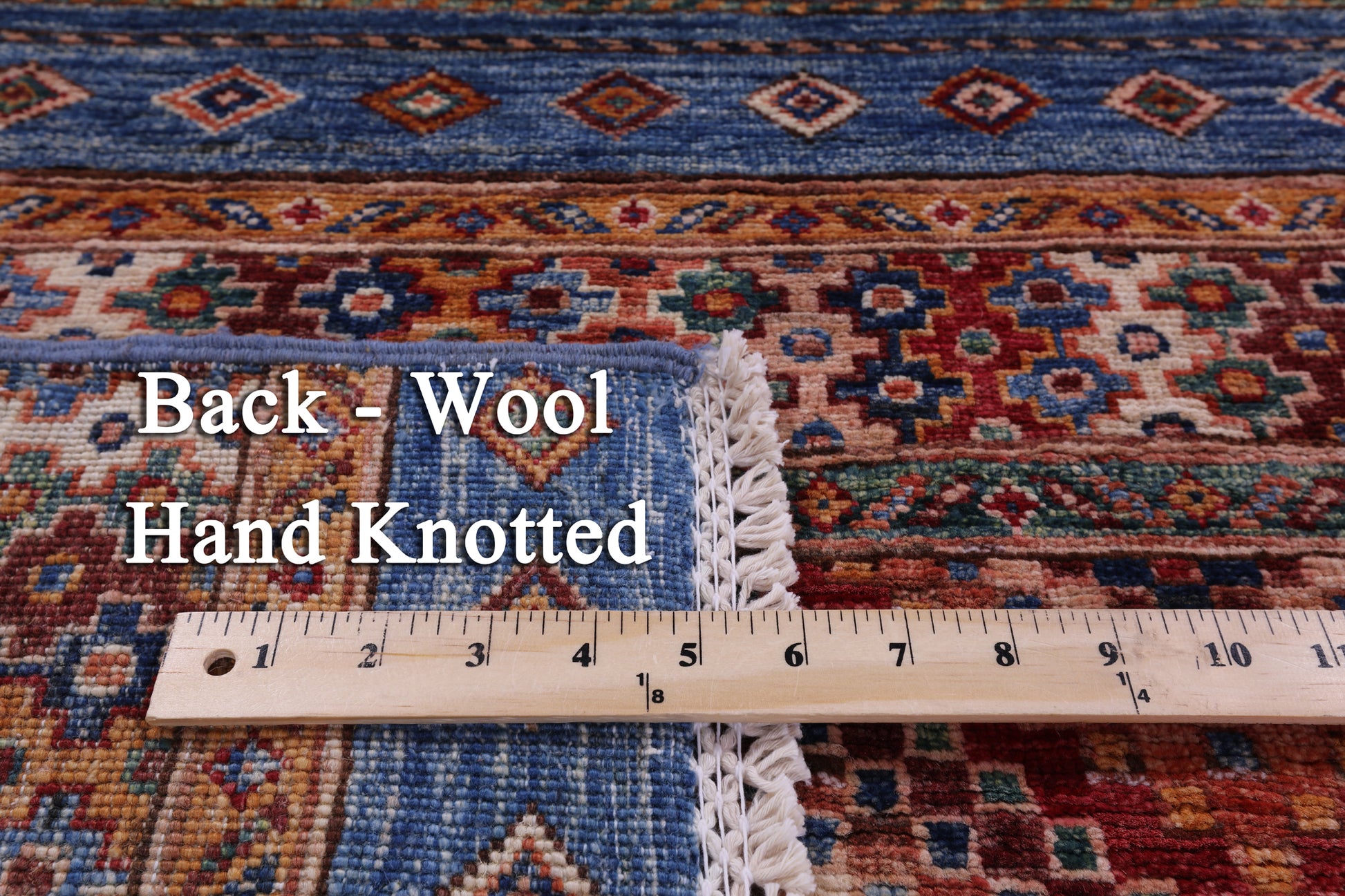 Blue Khorjin Persian Gabbeh Handmade Wool Rug - 5' 0" X 6' 6" - Golden Nile