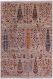 Tribal Persian Gabbeh Hand Knotted Wool Rug - 4' 1" X 6' 0" - Golden Nile