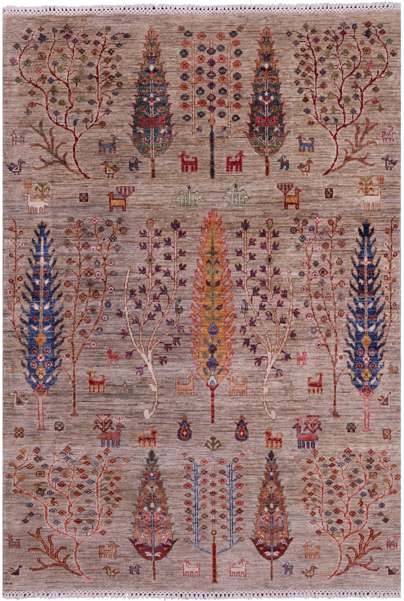 Tribal Persian Gabbeh Hand Knotted Wool Rug - 4' 1" X 6' 0" - Golden Nile