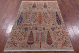 Tribal Persian Gabbeh Hand Knotted Wool Rug - 4' 1" X 6' 0" - Golden Nile