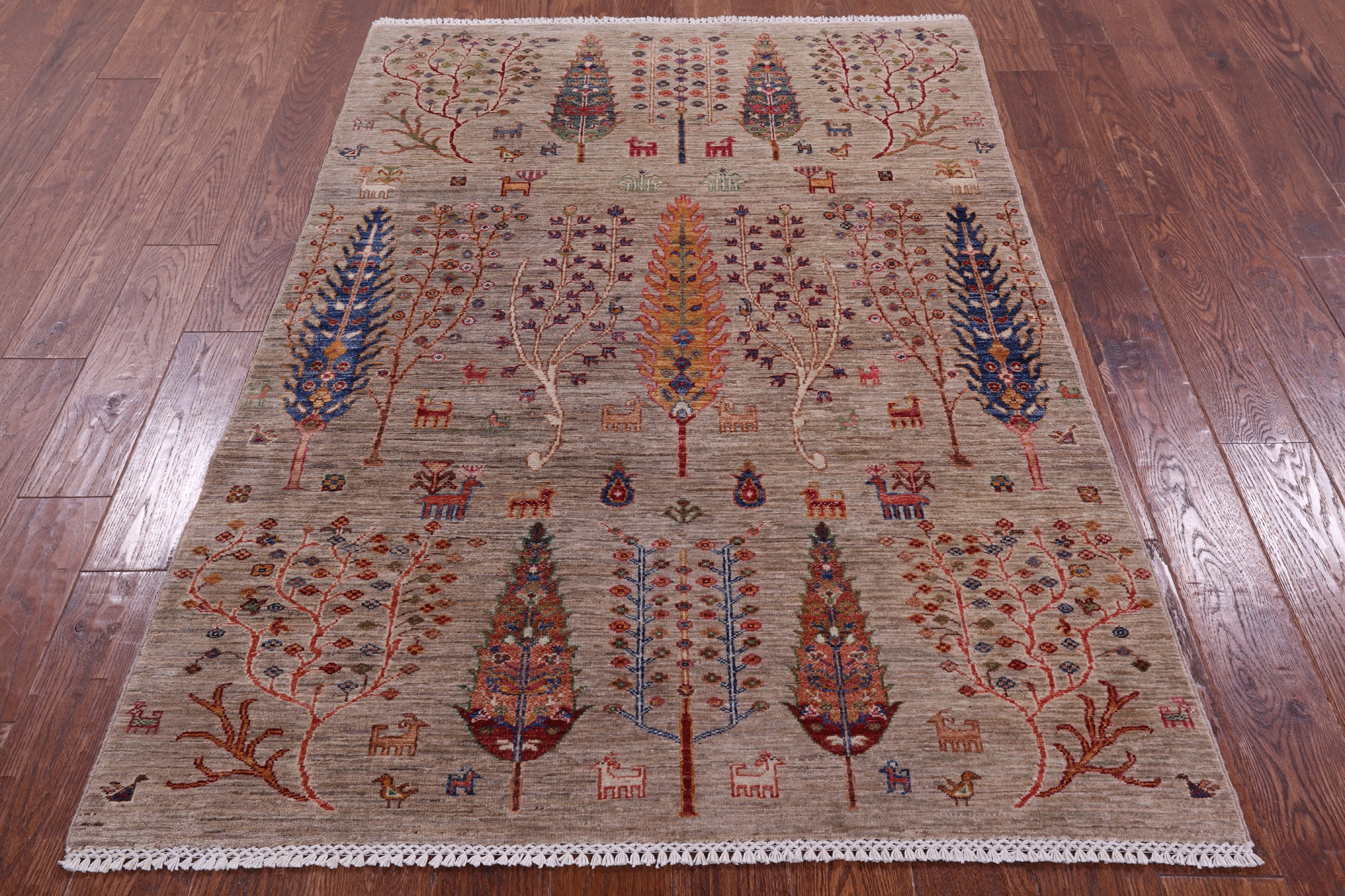 Tribal Persian Gabbeh Hand Knotted Wool Rug - 4' 1" X 6' 0" - Golden Nile