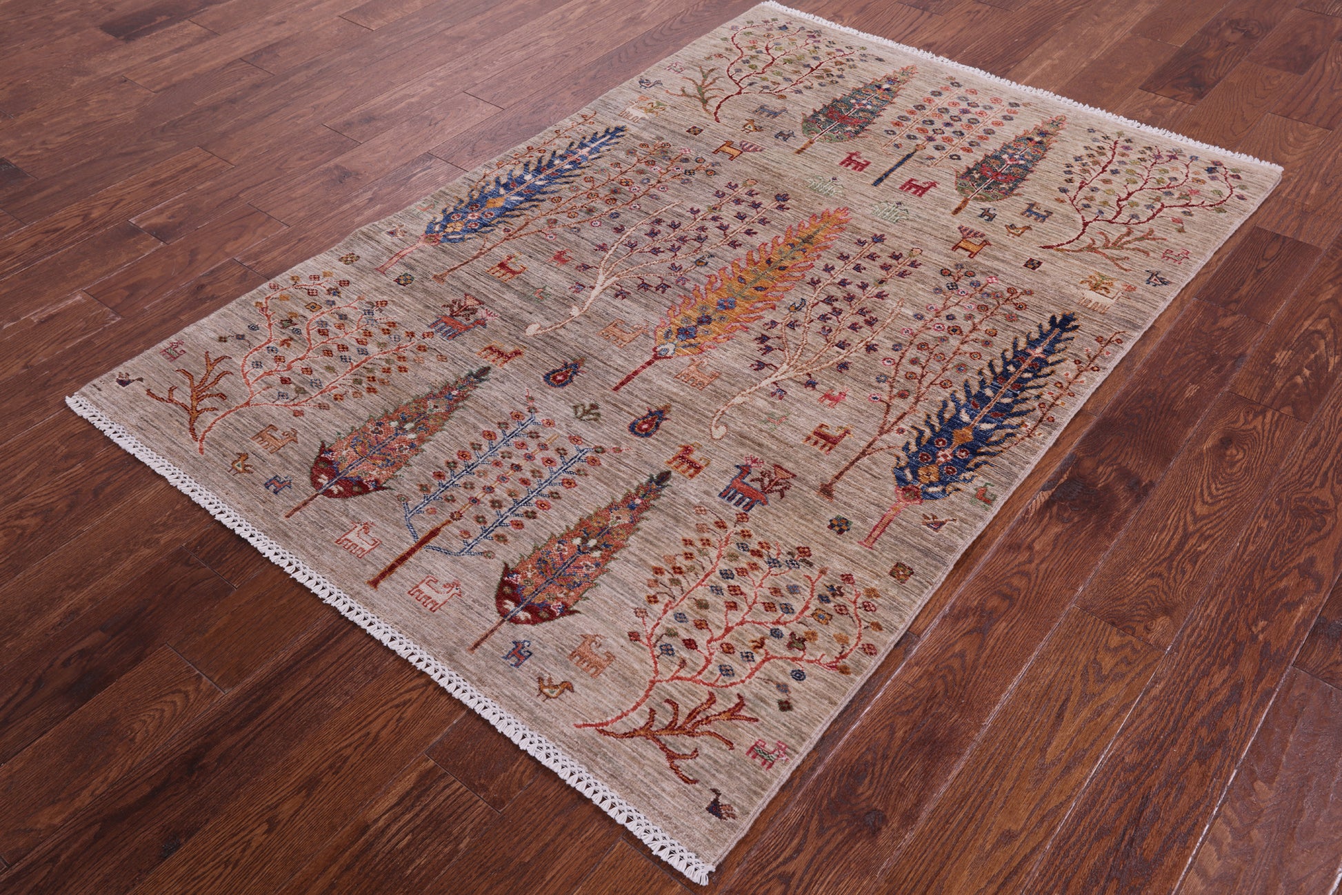 Tribal Persian Gabbeh Hand Knotted Wool Rug - 4' 1" X 6' 0" - Golden Nile