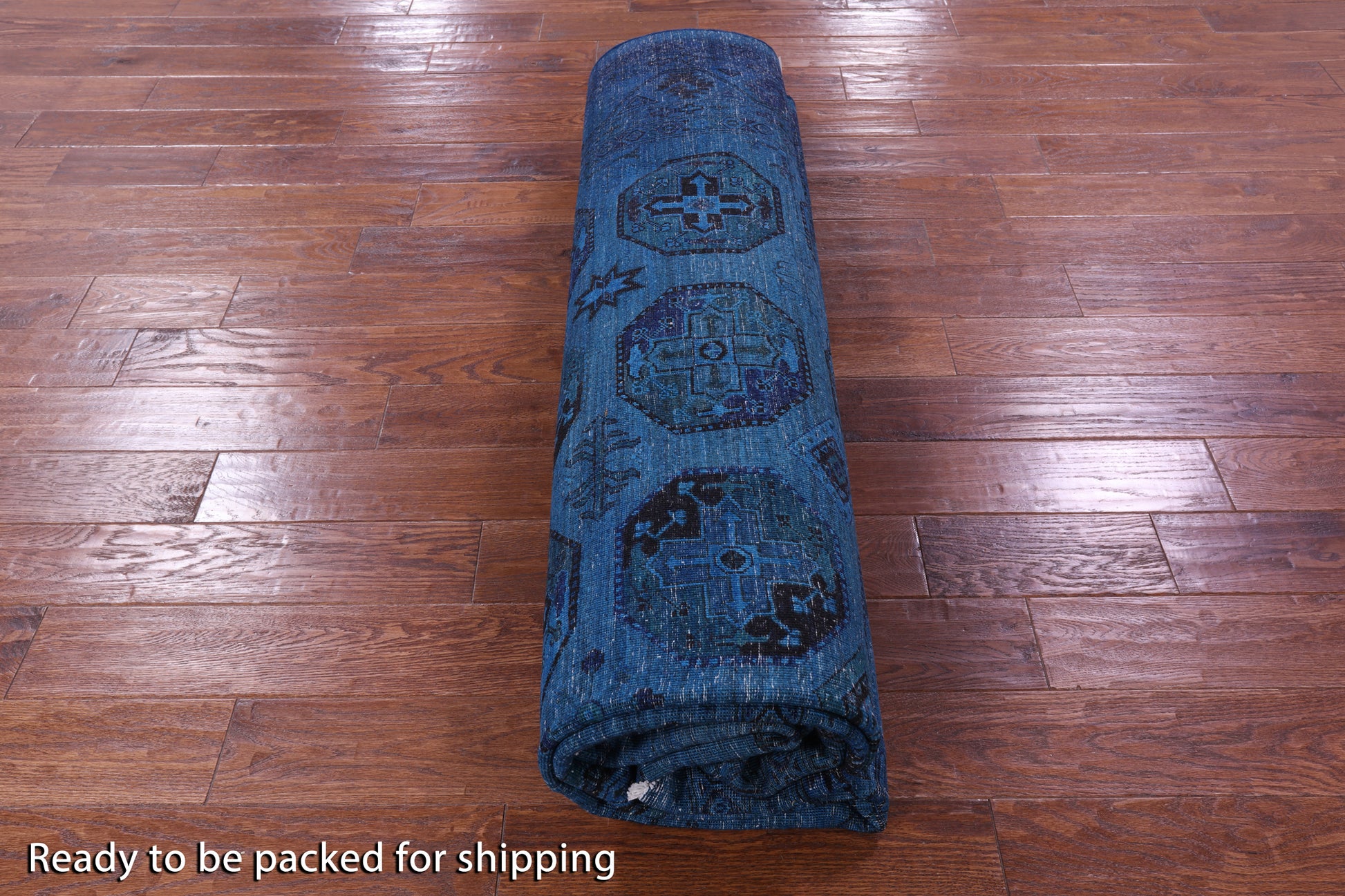 Blue Turkmen Ersari Hand Knotted Wool Rug - 8' 10" X 11' 6" - Golden Nile