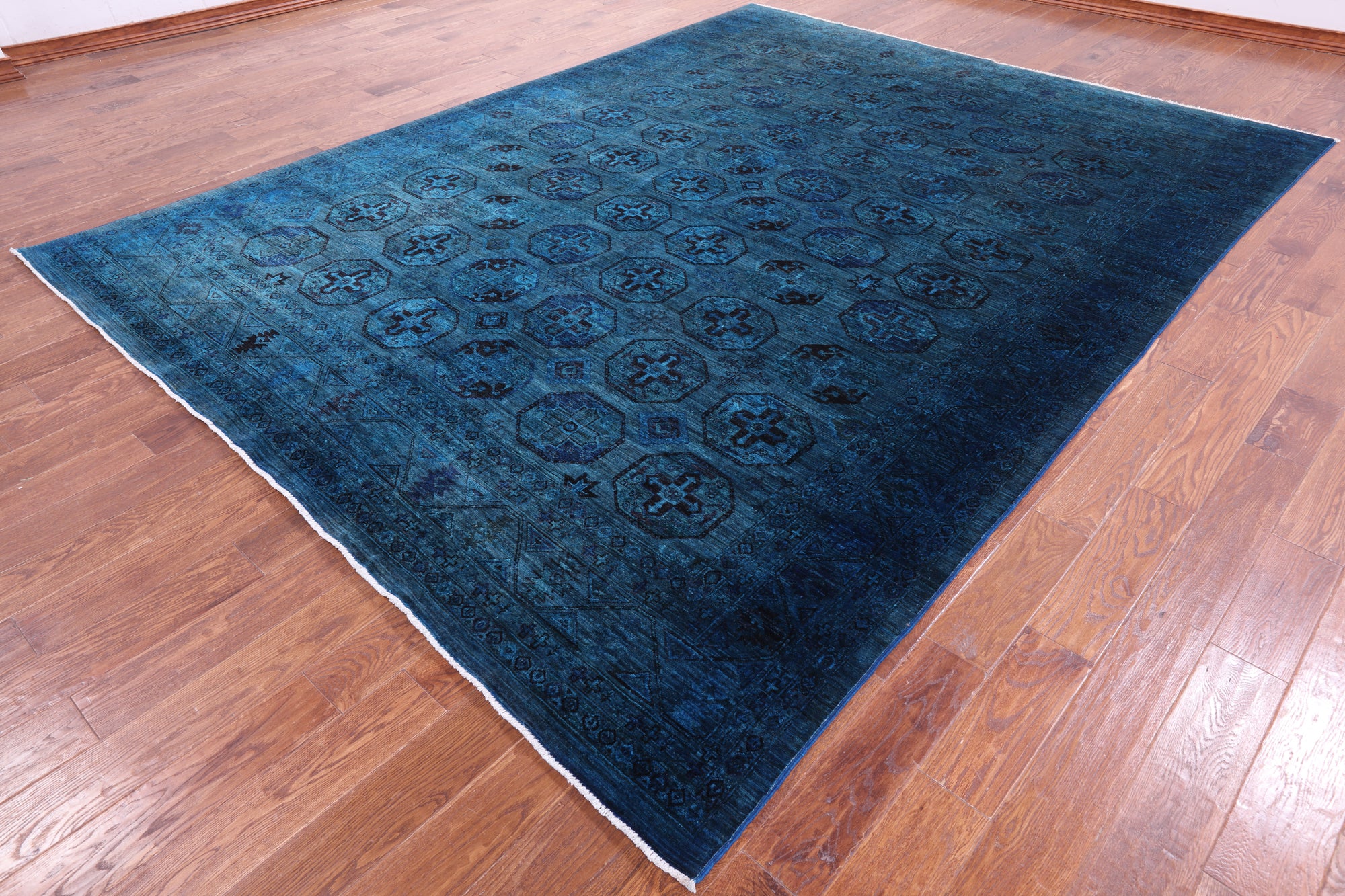 Blue Turkmen Ersari Hand Knotted Wool Rug - 8' 10" X 11' 6" - Golden Nile