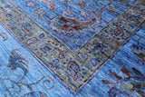 Blue William Morris Hand Knotted Wool Rug - 5' 7" X 8' 1" - Golden Nile