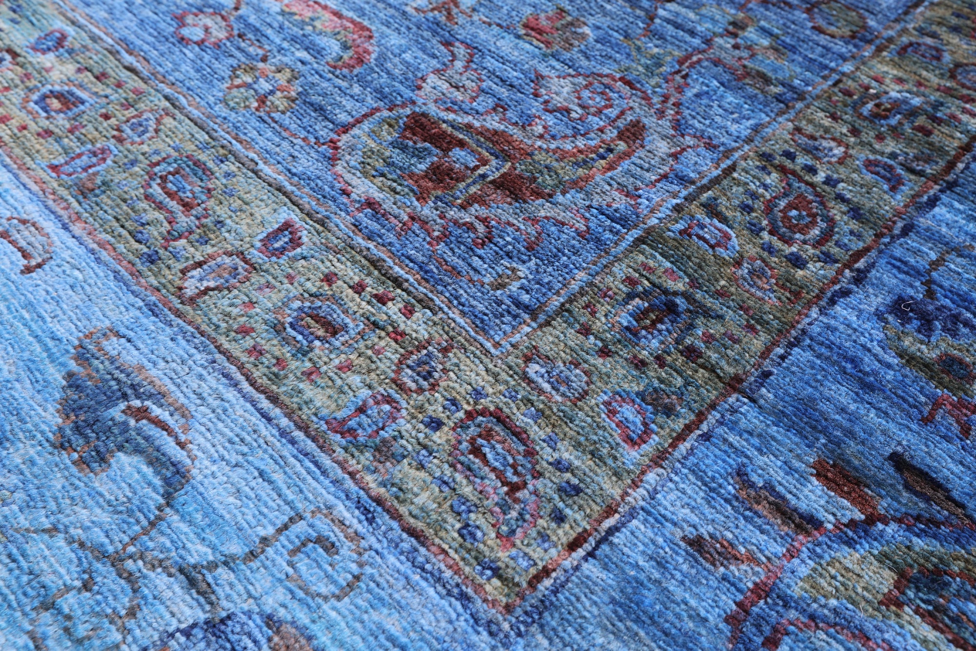 Blue William Morris Hand Knotted Wool Rug - 5' 7" X 8' 1" - Golden Nile