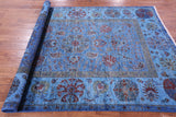 Blue William Morris Hand Knotted Wool Rug - 5' 7" X 8' 1" - Golden Nile