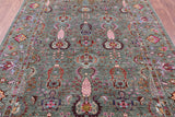 Green Peshawar Hand Knotted Wool Rug - 5' 10" X 7' 10" - Golden Nile