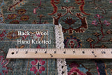 Green Peshawar Hand Knotted Wool Rug - 5' 10" X 7' 10" - Golden Nile