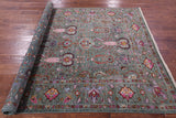 Green Peshawar Hand Knotted Wool Rug - 5' 10" X 7' 10" - Golden Nile
